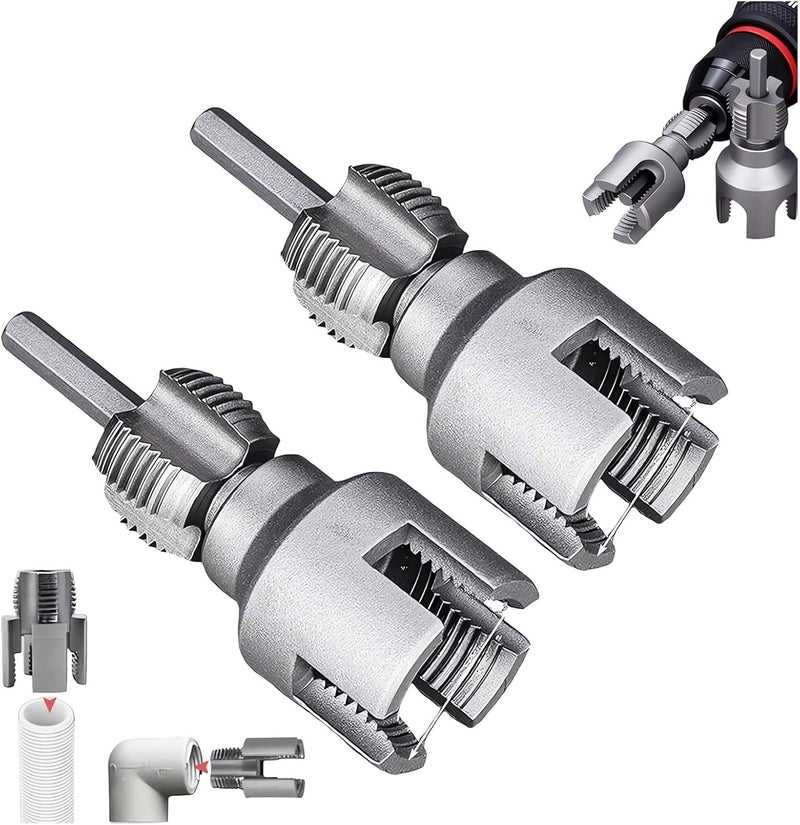 LEONICE 2 in 1 Integrated Internal & External Pipe Threading Tool 1/2 3/4 1 Npt 2025 Front Before PVC Pipe Re Threader Tool Electric Drill Thread Size Maker Kit for Plastic PPR Pipe Tap Die Set (1/2" + 3/4") - Image 1